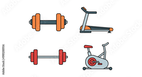 Fitness Equipment Line art clean creative abstract vector