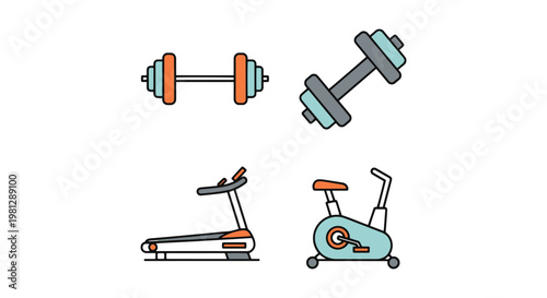 Fitness Equipment Line art creative abstract illustration