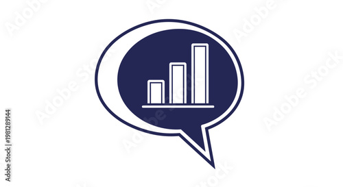 Graphic icon representing financial growth and statistical data analysis in a speech bubble format
