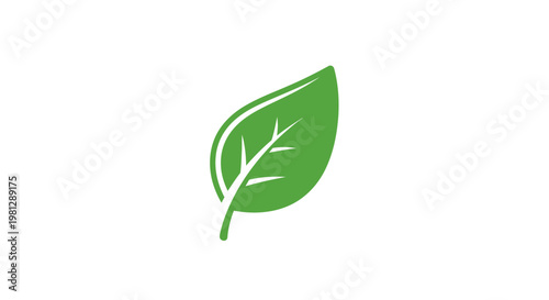 Minimalist green leaf emblem depicting nature's vitality and environmental harmony