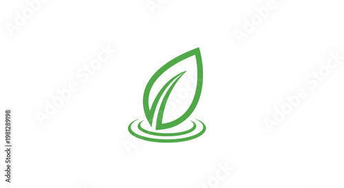 Minimalist green leaf logo, perfect for eco-friendly brands and natural product companies