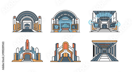 Futuristic Exhibition Halls modern abstract color design vector