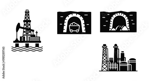 Fuel extraction process Line minimal abstract design illustration