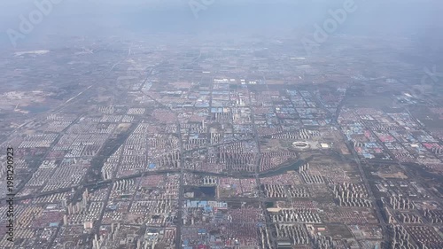 Flying over Jinan city in China