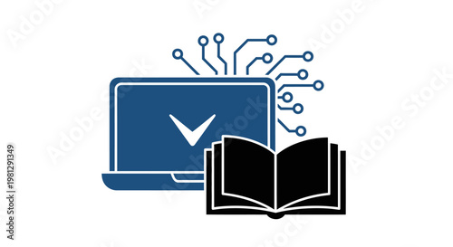 Illustration depicting digital learning, technology, and educational information access