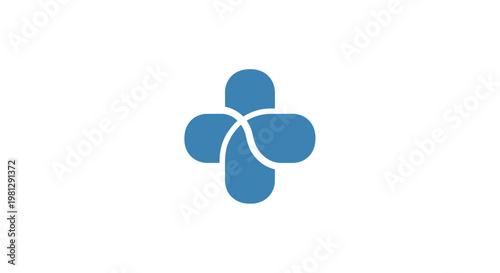 Minimalist Blue Cross Symbol on White Background Representing Healthcare and Wellness
