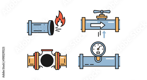 Fuel gas pipe Line art vector simple abstract modern illustration
