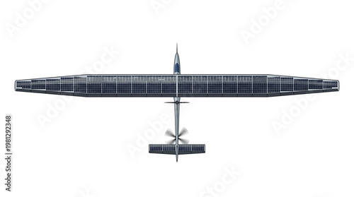 An aerial topview of an isolated airplane shows the aircraft in vector aviation.