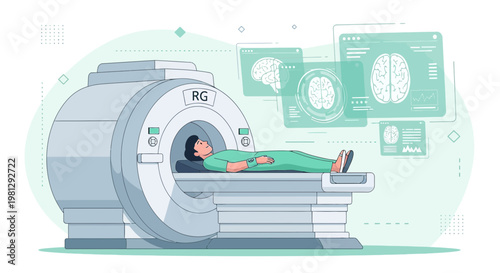 Patient Undergoing MRI Scan for Brain Imaging and Medical Diagnosis