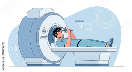 Patient undergoing MRI scan for brain imaging and medical diagnosis