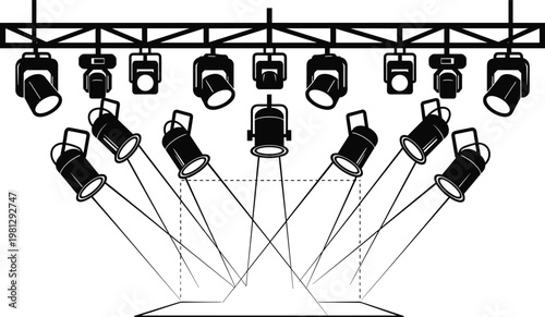 Stage lighting rig a dramatic array of spotlights focused on an empty performance space