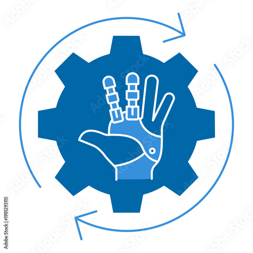 Medical Robotics Outline Icon with Mechanical Hand