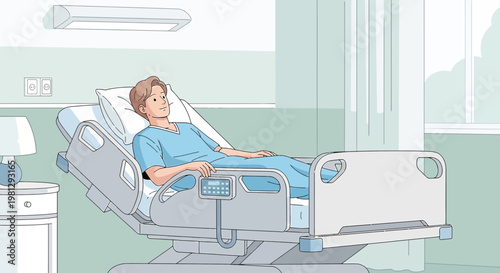 Patient recovering in hospital bed, receiving medical care and attention