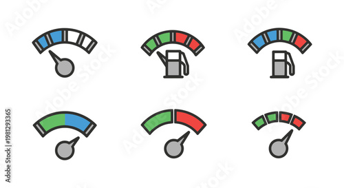 Fuel gauge Line art vector modern simple shapes illustration