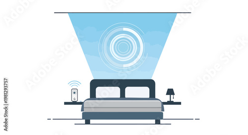 Smart home automation and technology concept with bedroom