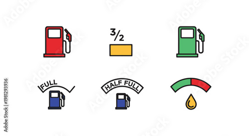 Fuel indicator Line art vector abstract color shapes