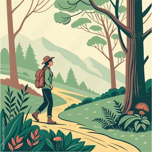 A person walking on a dirt path in the woods