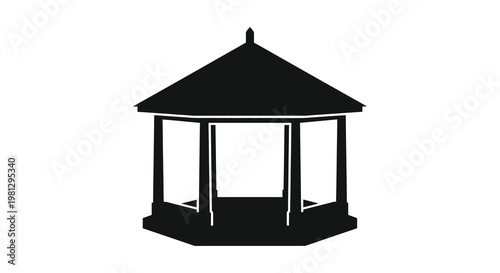 Simple black silhouette of an octagonal gazebo structure