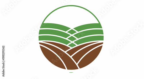 Abstract illustration of agriculture and farming landscape within a circular shape design