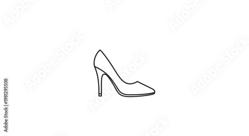 Elegant outline illustration of a high-heeled shoe isolated on a clean white background