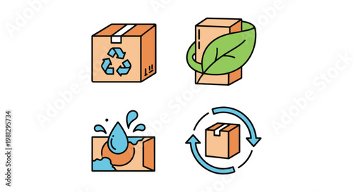 Sustainable packaging Line art simple abstract colorful shapes