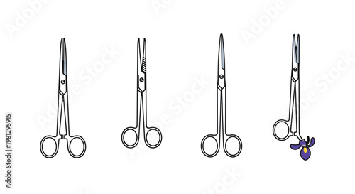 Surgical Scissors Line art clean abstract minimal vector