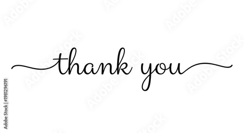 Elegant calligraphy reading thank you on a white background