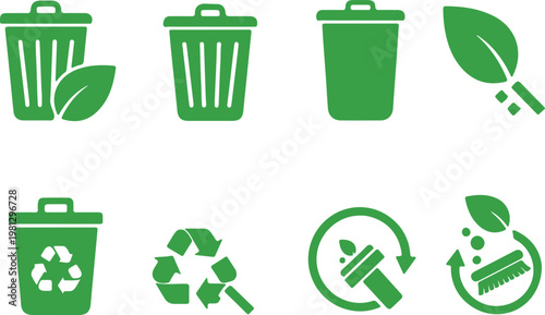 Icons representing various waste disposal and recycling methods