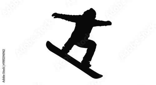 Silhouette of a snowboarder performing a trick in mid air