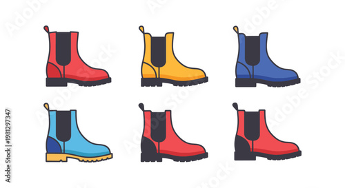 Chelsea Boots Line art vector modern colorful pattern