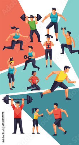 People doing fitness exercises.