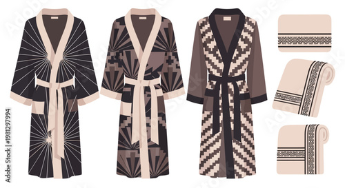 Bathrobes and towels set.