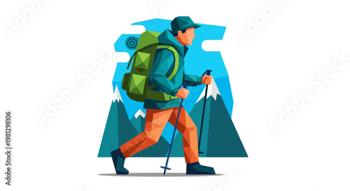 Man Hiking with Backpack.