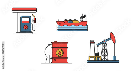 Fuel Supply Chain Line art creative clean shapes illustration