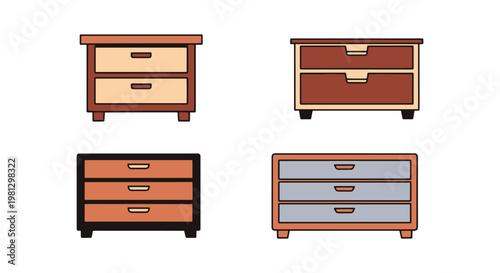Chest Drawers Line art vector modern decorative abstract