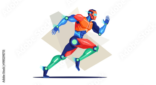 Man Running Athletic Body Posture.