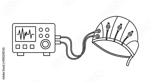 EEG Machine Line art vector clean shape abstract