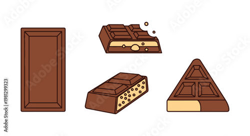 Chocolate Bar Slice Line art modern decorative abstract vector