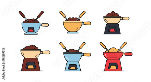 Chocolate Fondue Line art minimal graphic abstract vector