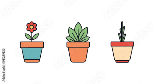 Flower Pot Line art vector abstract decorative illustration