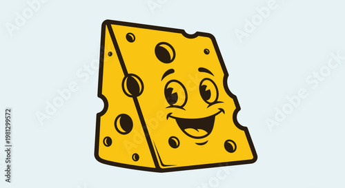 Smiling Cartoon Cheese Wedge Face.