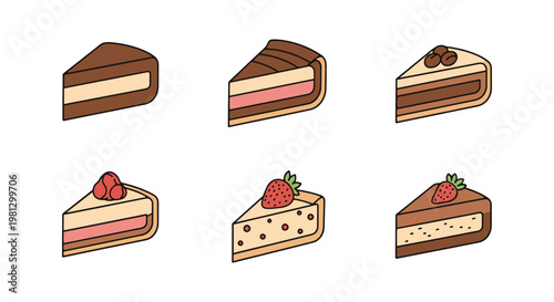 Chocolate Mousse Slice Line minimal modern abstract illustration