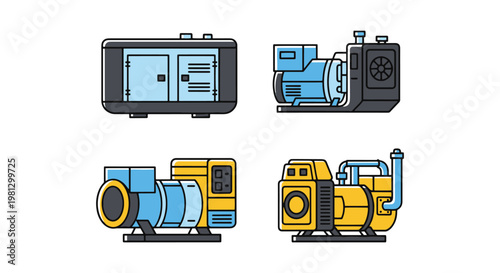 Diesel generator Line art clean abstract vector