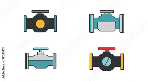 Flowmeter Line art vector set simple pattern abstract
