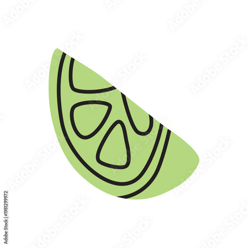 Citrus lime or lemon doodle icon hand drawn in a modern minimalistic style isolated on white background. Vector illustration