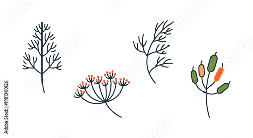 Dill Sprig Line art vector abstract minimal illustration