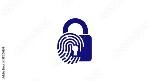 Biometric security lock icon with fingerprint for digital access and cyber protection