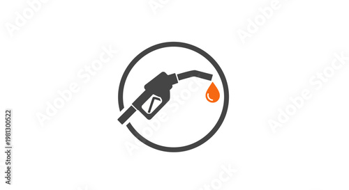 Iconic gasoline pump nozzle within a circle for fuel or energy concept representation