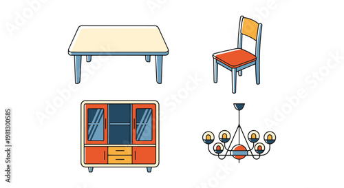Dining Room Furniture Line art simple abstract minimal shapes