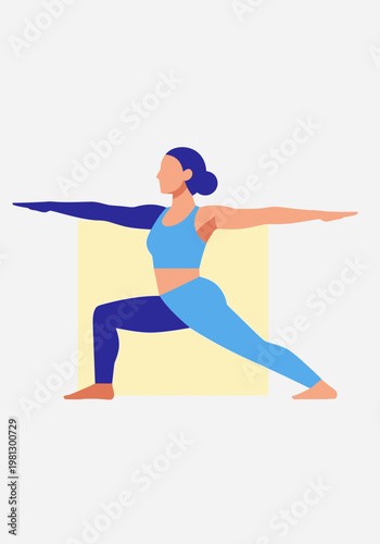 Woman in Warrior Yoga Pose.